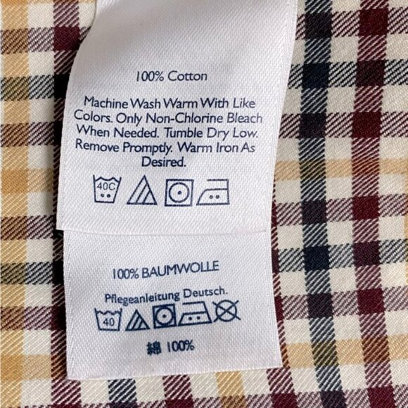 Eddie Bauer Yellow Burgundy Plaid Cotton Long Sleeve Relaxed Fit Button Up Top M - Picture 5 of 15